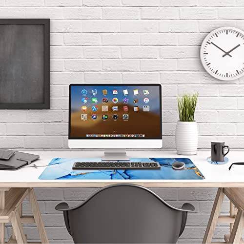 AIMSA Extended Gaming Mouse Pad, XL Large Keyboard Mouse Mat Desk Pad with Stitched Edges, Durable Non-Slip Base Mousepad for Home Office Work, 35x15.7inch,Blue Marble - Image 5