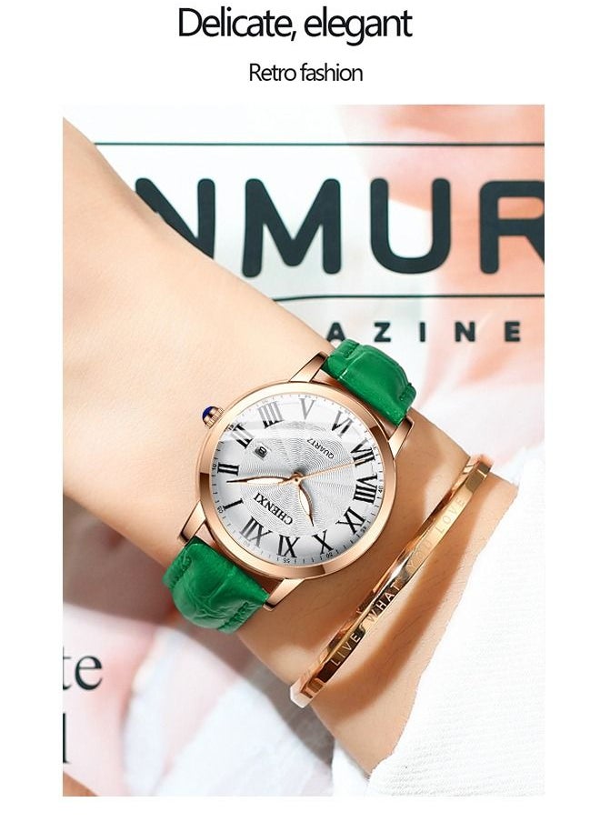 Chenxi - Women's Classic Wrist Watch  Gold/Green - Image 1