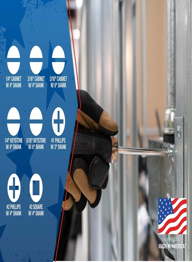 Southwire SDSET8US USA 8 Piece Screwdriver Set; 3"; 4"; and 6" Shank - Image 3