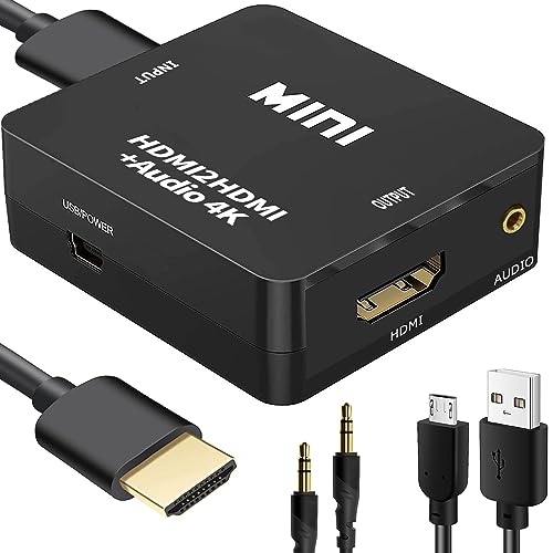 Juejuezi موزع صوت HDMI، محول 4K HDTV إلى HDMI 3.5mm AUX صوت 1080P، متوافق مع التلفاز، الكمبيوتر، PS3/4/5، مشغل Blu-ray/DVD/HD، جهاز عرض، نظام صوت، Xbox، سويتش، أسود - Image 1