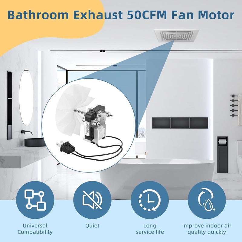 Fetechmate Universal SM550 Bathroom Exhaust Fan Motor Replacement Compatible with Nu-Tone Br-oan Electric Fan Motors 120V 50CFM 3000 RPM, Replaces EM550 C01575 C65878 EM750 65100 VFM100 by - Image 4