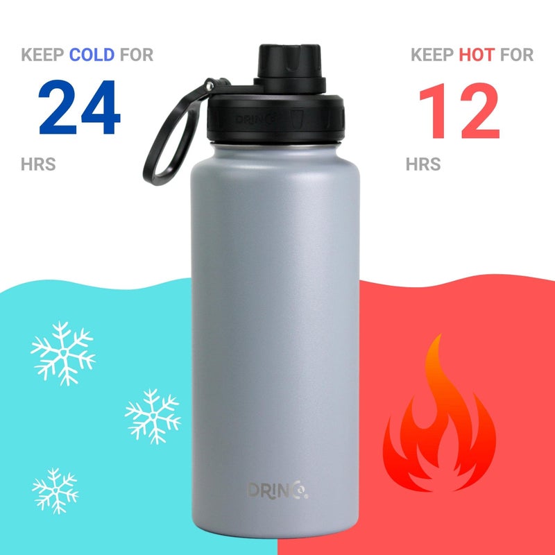 DRINCO Stainless Steel Water Bottle Spout Lid Vacuum Insulated Double Wall Water Bottle Wide Mouth (40oz 32oz 22oz 18oz 14oz) Leak Proof Keeps Cold or Hot (32 oz  32oz Asphalt Gray) - Image 3