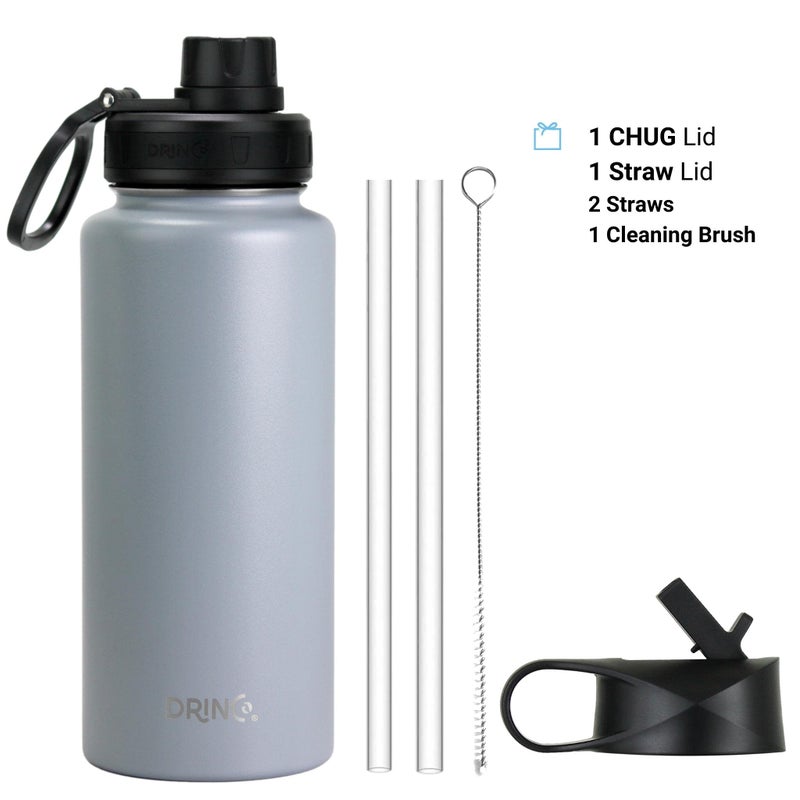 DRINCO Stainless Steel Water Bottle Spout Lid Vacuum Insulated Double Wall Water Bottle Wide Mouth (40oz 32oz 22oz 18oz 14oz) Leak Proof Keeps Cold or Hot (32 oz  32oz Asphalt Gray) - Image 2