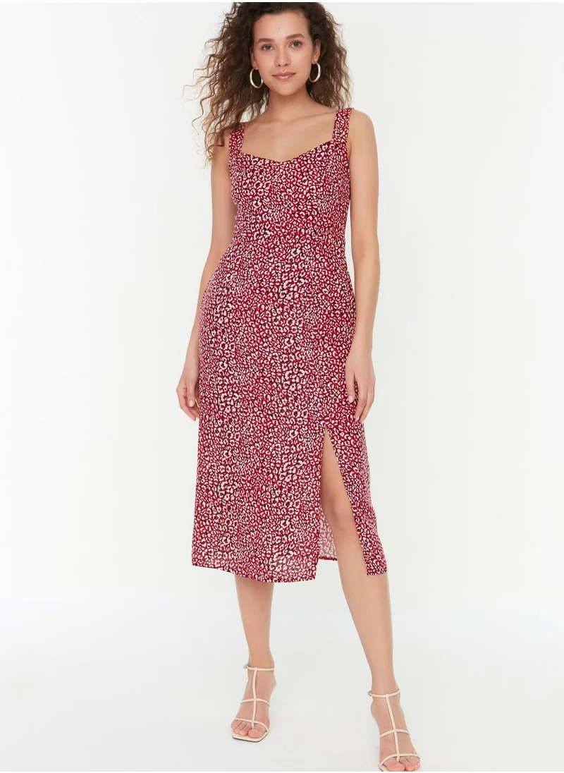 trendyol Strappy Split Hem Printed Dress