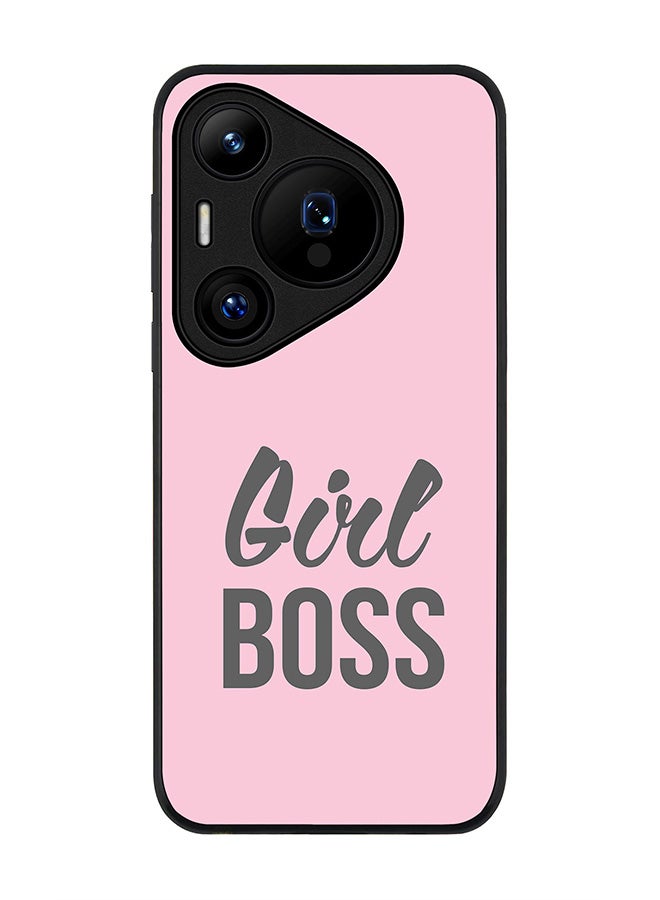 Stylizedd Rugged Black edge case for Huawei Pura 70, Slim fit Soft Case Flexible Rubber Edges Anti Drop TPU Gel Thin Cover -  Girl Boss (Pink) - Image 1