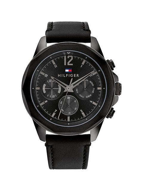 Men Analog Round Shape Leather Wrist Watch 46 mm