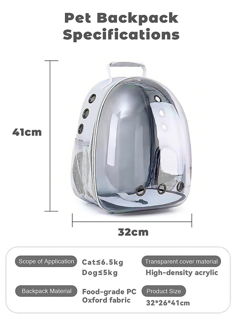 Breathable Portable Pet Carrier Bag for Outdoor Travel, Puppy and Kitten Bag, Transparent Space Pet Backpack, Black/Transparent - Image 4