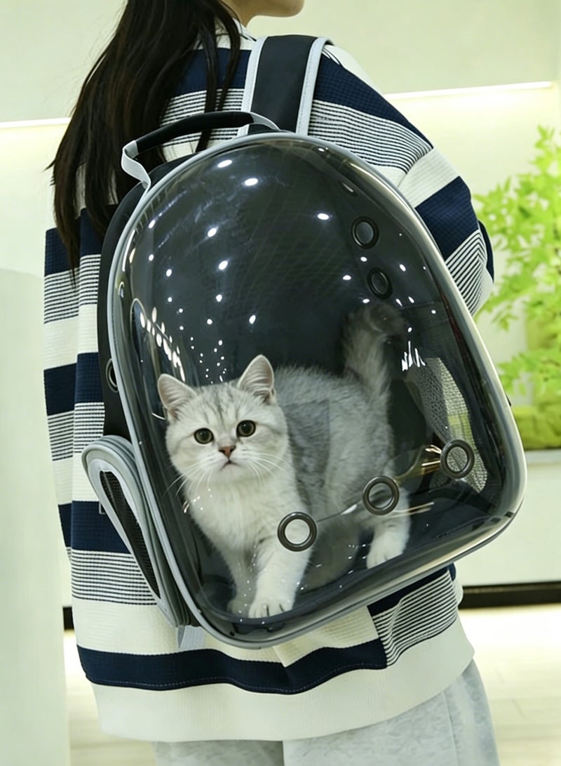 Breathable Portable Pet Carrier Bag for Outdoor Travel, Puppy and Kitten Bag, Transparent Space Pet Backpack, Black/Transparent - Image 2