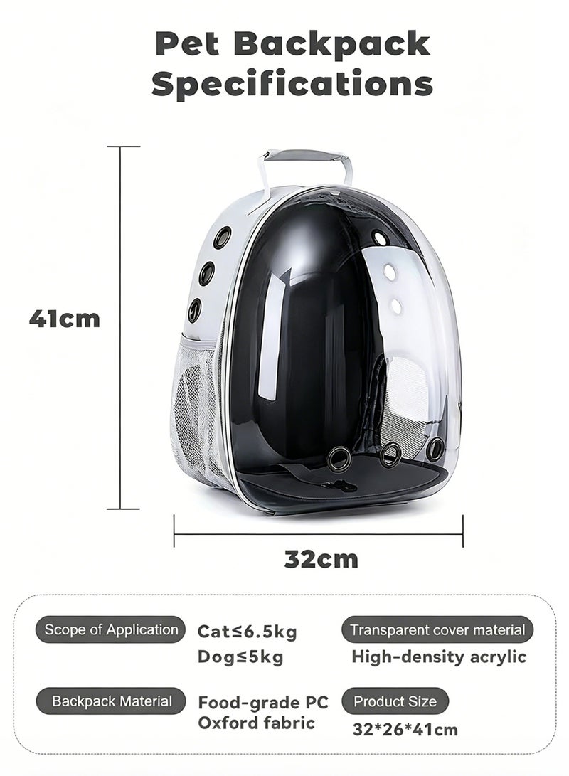Breathable Portable Pet Carrier Bag for Outdoor Travel, Puppy and Kitten Bag, Transparent Space Pet Backpack, Black/Transparent - Image 4