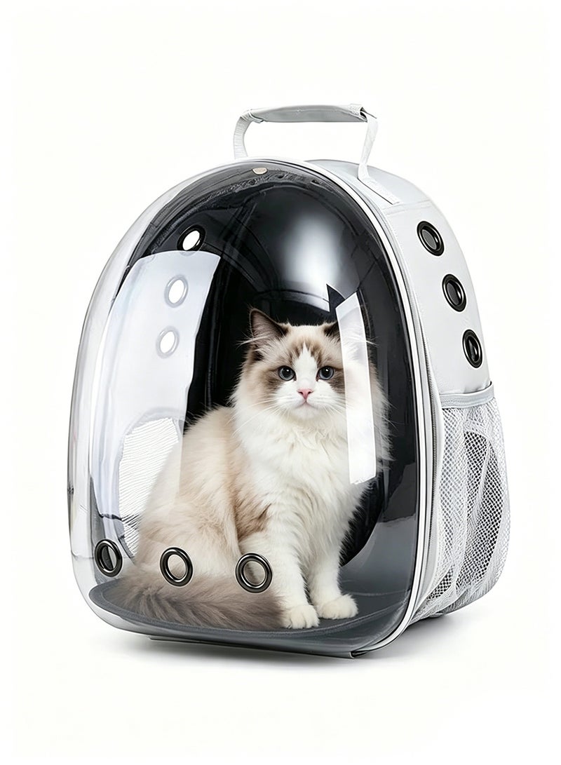 Breathable Portable Pet Carrier Bag for Outdoor Travel, Puppy and Kitten Bag, Transparent Space Pet Backpack, Black/Transparent - Image 1