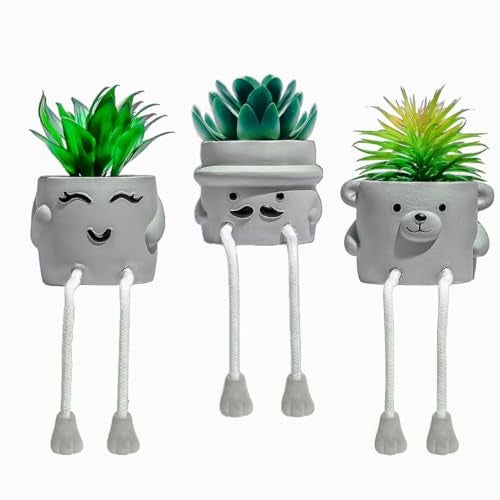 OLEEK Small Fake Plant Office Desk Decor - Desk Plants for Office Decorations for Work - Decorative Plants Decor - Funny Office Decor for Women - Fake Succulents Plants Artificial Home Decor Shelf - Image 1