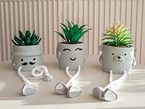 OLEEK Small Fake Plant Office Desk Decor - Desk Plants for Office Decorations for Work - Decorative Plants Decor - Funny Office Decor for Women - Fake Succulents Plants Artificial Home Decor Shelf - Image 2