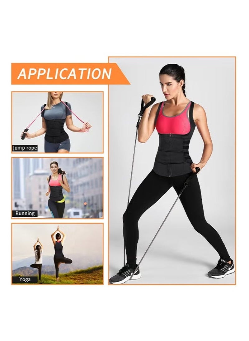 أبوستيم Adjustable Waist Cincher for Women, Slimming Belt, Zipper-Front Tummy Tuck Belt, Double-Layer Sauna Fitness Slimming Belt, Ideal for Sports and Exercise (Black) - Image 5