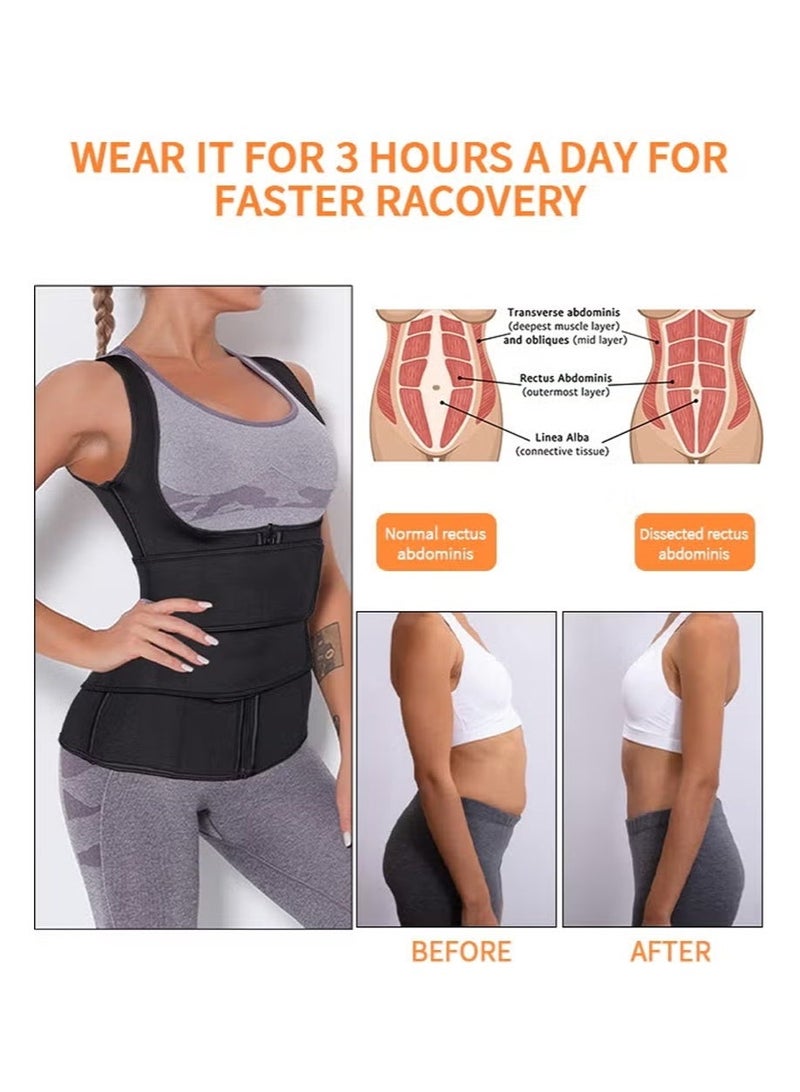 أبوستيم Adjustable Waist Cincher for Women, Slimming Belt, Zipper-Front Tummy Tuck Belt, Double-Layer Sauna Fitness Slimming Belt, Ideal for Sports and Exercise (Black) - Image 2