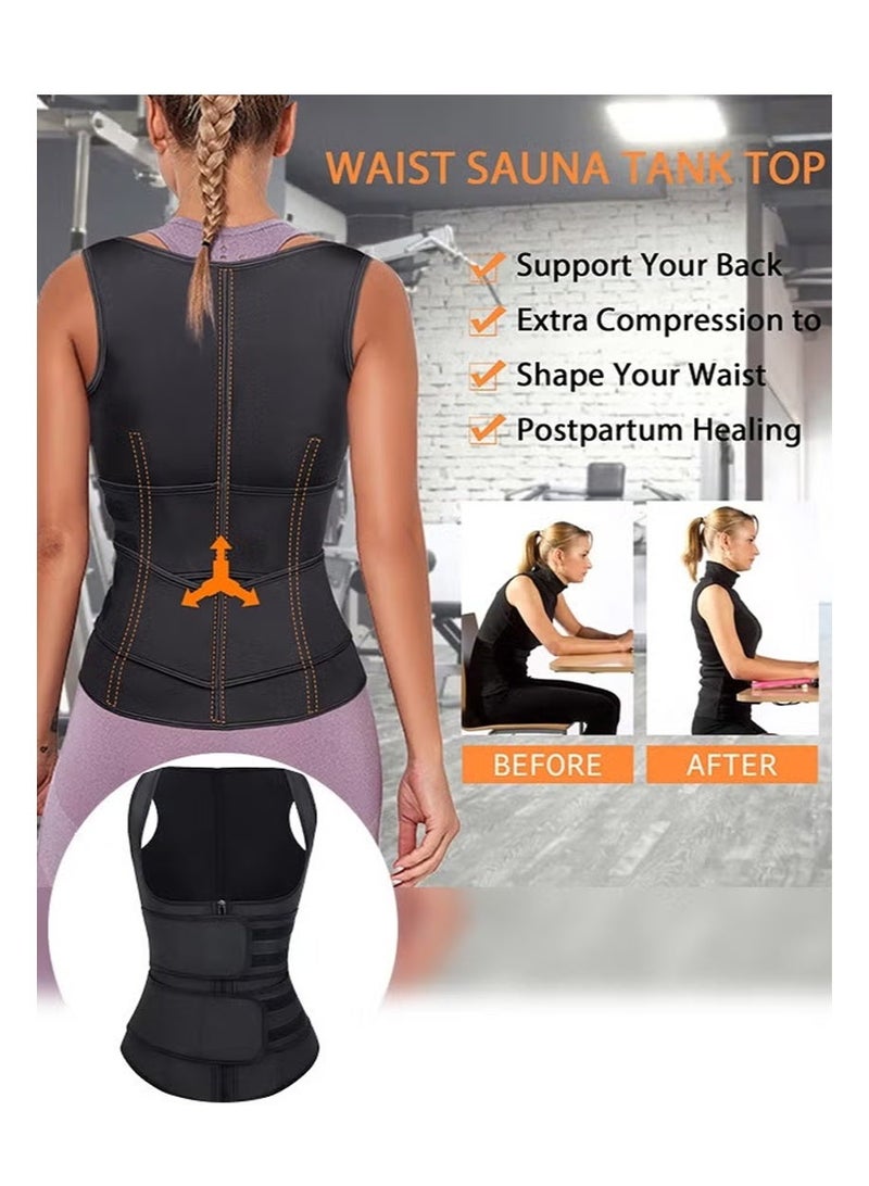 أبوستيم Adjustable Waist Cincher for Women, Slimming Belt, Zipper-Front Tummy Tuck Belt, Double-Layer Sauna Fitness Slimming Belt, Ideal for Sports and Exercise (Black) - Image 4