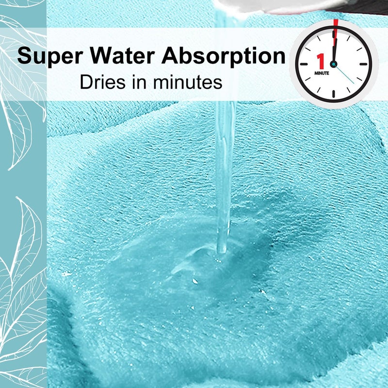 OLANLY Memory Foam Bath Mat Rug 47x24  Ultra Soft Non Slip and Absorbent Bathroom Rug  Machine Wash Dry  Comfortable  Thick Bath Rug Carpet for Bathroom Floor  Tub and Shower  Sky Blue - Image 4