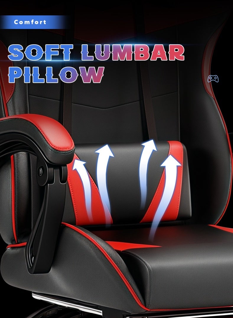 Gaming Chair, Backrest and Seat Height Adjustable Swivel Recliner Racing Office Computer Ergonomic Video Game Chair with Footrest and Lumbar Support, Black/Red - Image 4