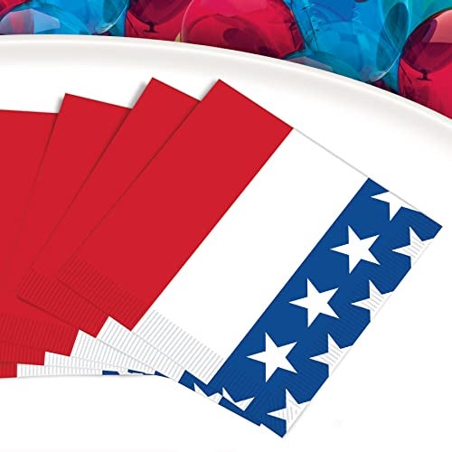 Beistle Patriotic Beverage Napkins, 16-Count, 2-Ply Red White and Blue American Flag Design for 4th of July Memorial Day Veterans Day Political Events and Celebrations 5” x 5” - Image 5