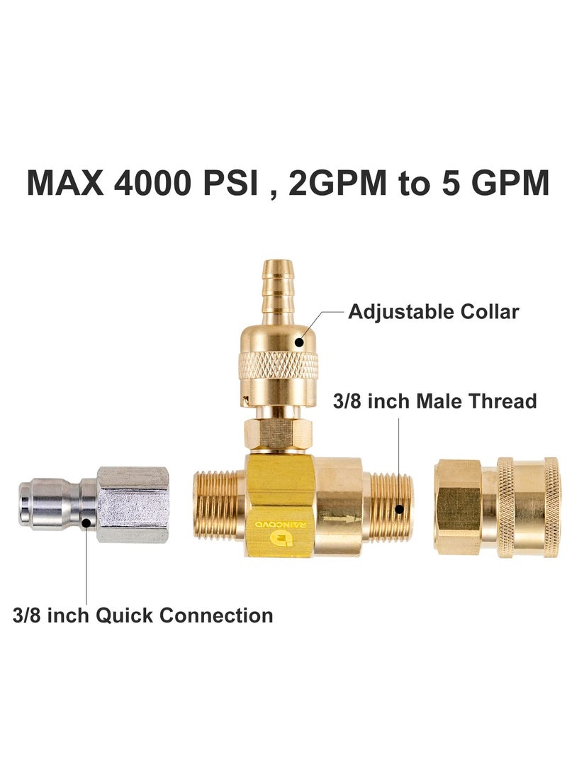 Downstream Injector for Pressure Washer 4000 PSI Soap Injector Power Washer Chemical Injector Kit with 3or8 Inch Quick Connect