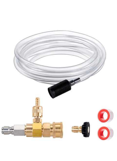 Downstream Injector for Pressure Washer 4000 PSI Soap Injector Power Washer Chemical Injector Kit with 3or8 Inch Quick Connect