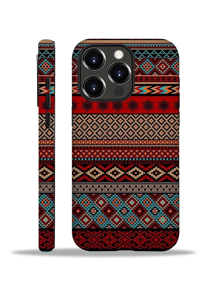 iPhone 16 Pro Case - Dual Layer Cell Protective Case - Scratch-Resistant Shockproof Cover Boho Aesthetic Stripe - Image 1