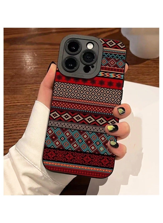 iPhone 16 Pro Case - Dual Layer Cell Protective Case - Scratch-Resistant Shockproof Cover Boho Aesthetic Stripe - Image 3