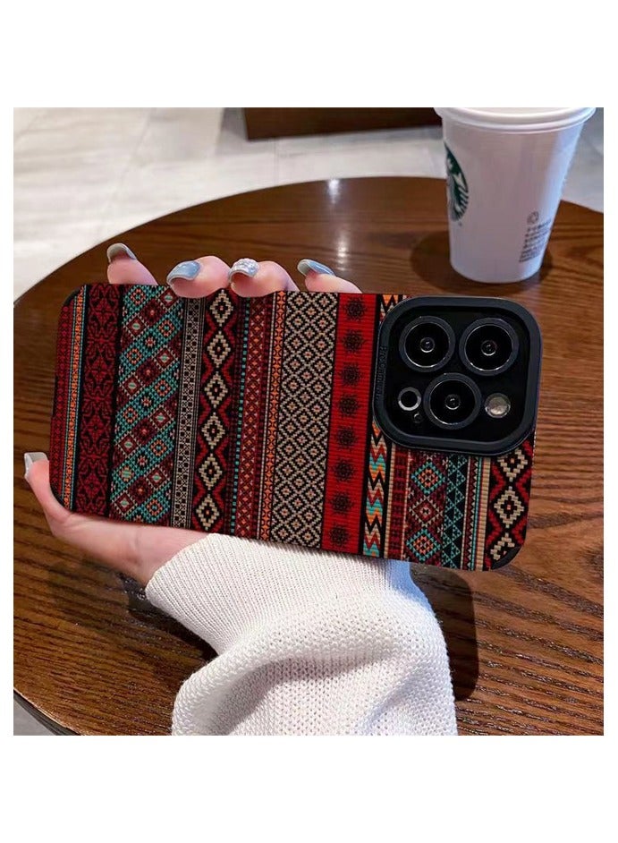 iPhone 16 Pro Case - Dual Layer Cell Protective Case - Scratch-Resistant Shockproof Cover Boho Aesthetic Stripe - Image 4