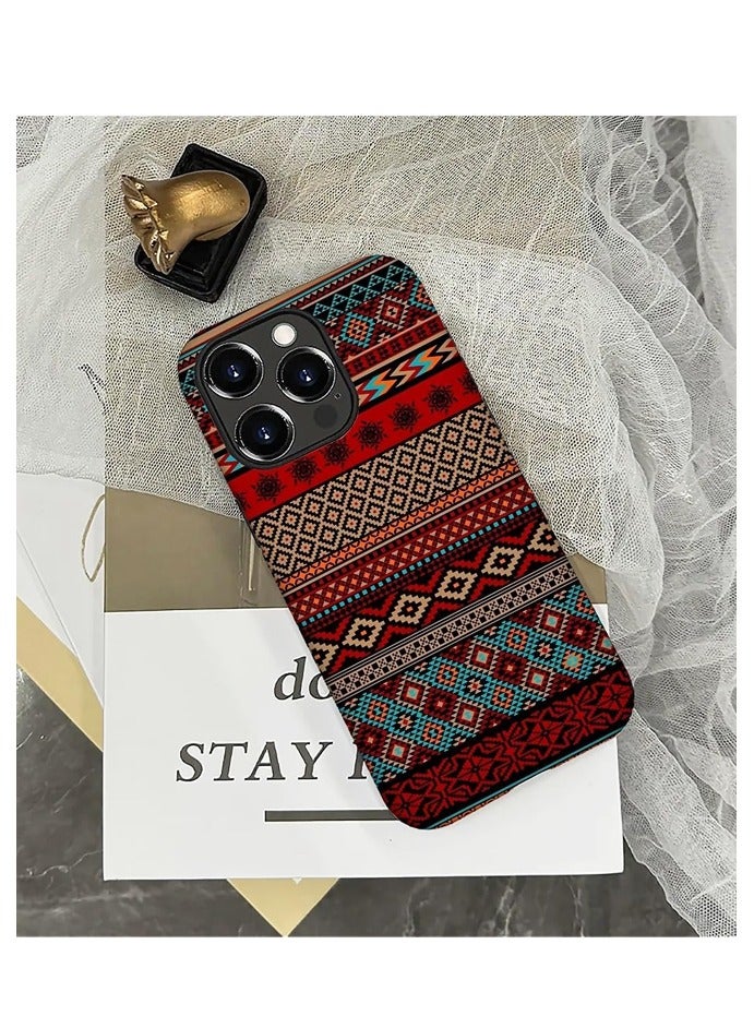 iPhone 16 Pro Case - Dual Layer Cell Protective Case - Scratch-Resistant Shockproof Cover Boho Aesthetic Stripe - Image 5