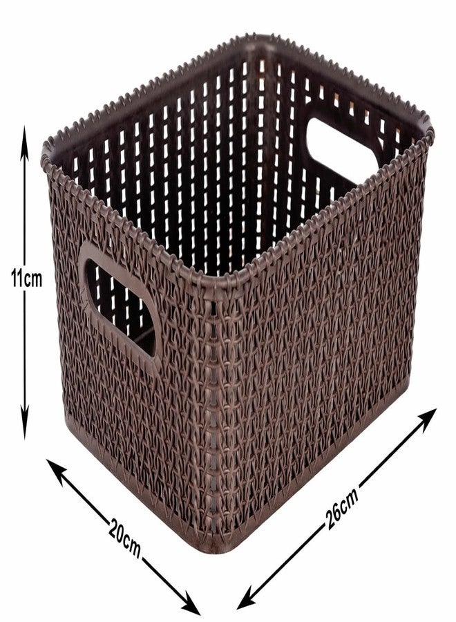 SNKM® - Multipurposes Large Plastic Rectangular Basket, Organizer For Home, Office, Kitchen, Countertops, Shelves, Cabinets, Bathrooms Without Lid (Brown, Rectangular, Pack of 1) - Image 3
