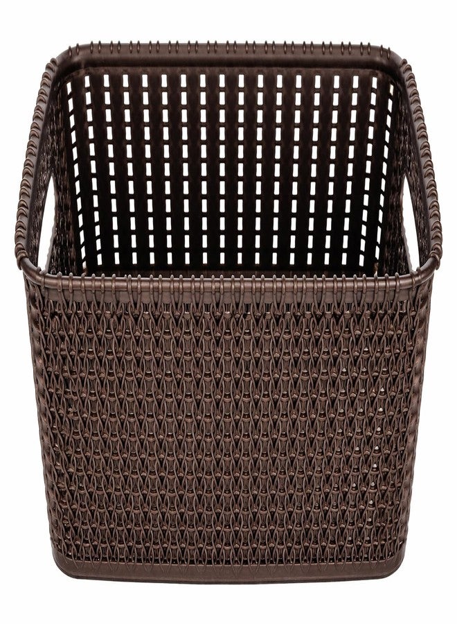 SNKM® - Multipurposes Large Plastic Rectangular Basket, Organizer For Home, Office, Kitchen, Countertops, Shelves, Cabinets, Bathrooms Without Lid (Brown, Rectangular, Pack of 1) - Image 2