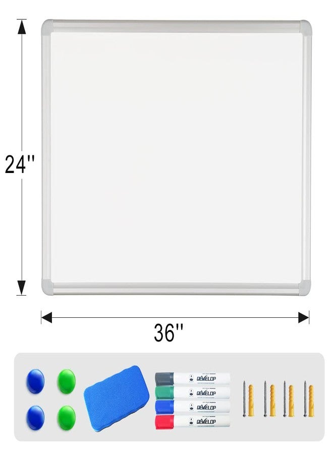 DEVELOP Magnetic Dry Erase White Board 36"x24" for Wall, Aluminum Frame Hanging Writing Whiteboard with Detachable Marker Tray & Magnets Markers Eraser for Home Office Classroom Kitchen Memo - Image 2
