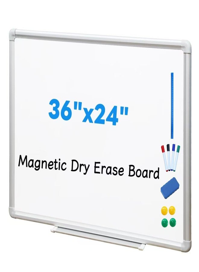 DEVELOP Magnetic Dry Erase White Board 36"x24" for Wall, Aluminum Frame Hanging Writing Whiteboard with Detachable Marker Tray & Magnets Markers Eraser for Home Office Classroom Kitchen Memo - Image 1