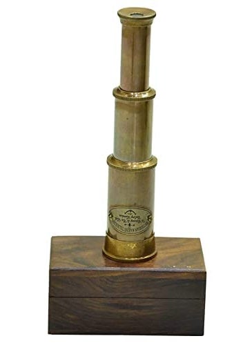 Generic 6 Handheld Brass Telescope with Wooden Box Best for GiftVintage Monocular for Navigation Voyage View WatchingGamesTravelHiking Hunting Nautical Decor  - Image 1
