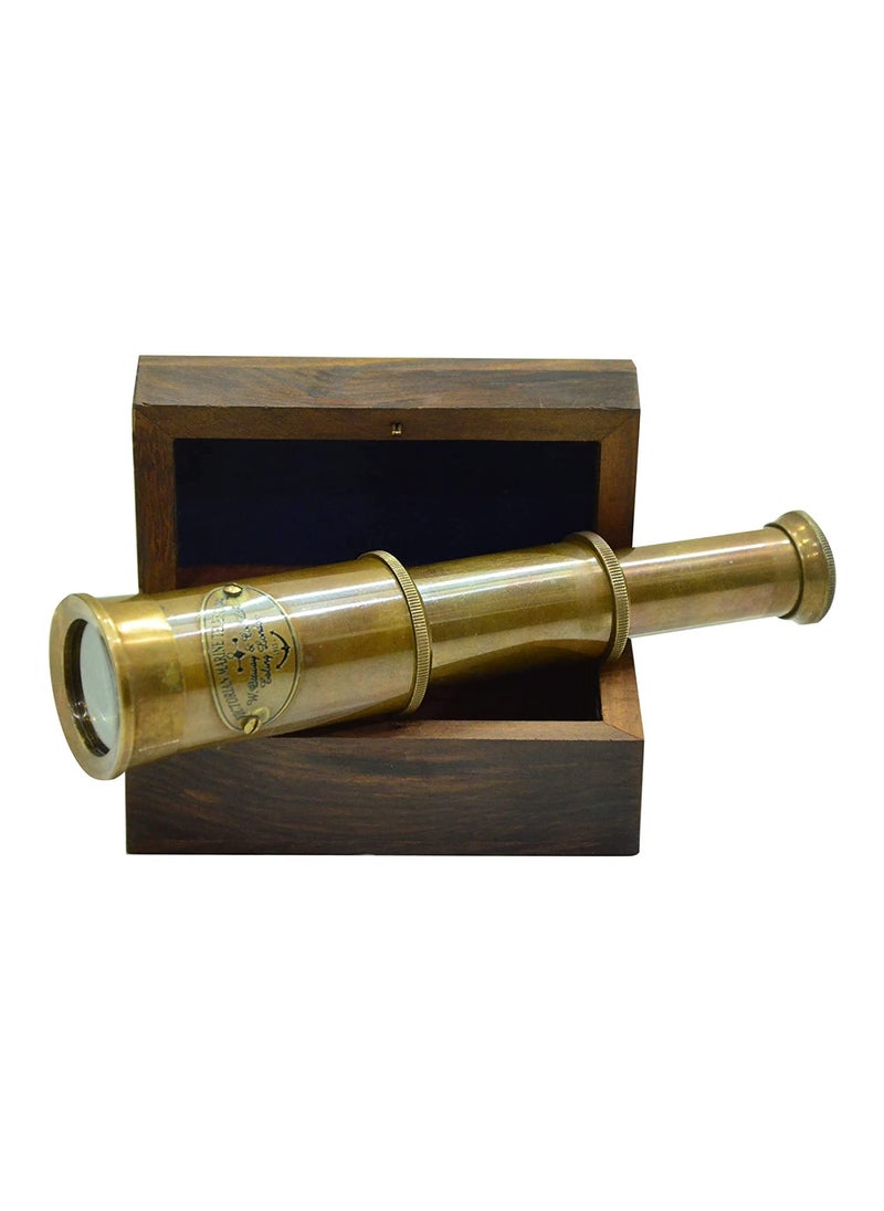 Generic 6 Handheld Brass Telescope with Wooden Box Best for GiftVintage Monocular for Navigation Voyage View WatchingGamesTravelHiking Hunting Nautical Decor  - Image 3