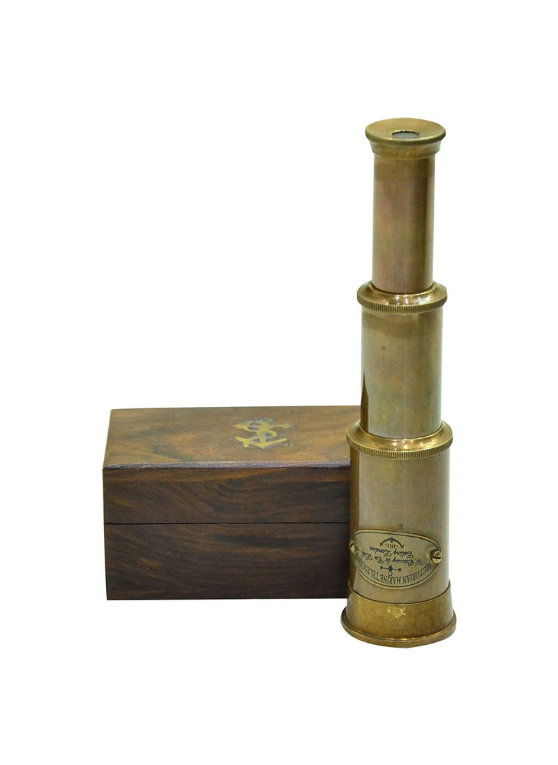 Generic 6 Handheld Brass Telescope with Wooden Box Best for GiftVintage Monocular for Navigation Voyage View WatchingGamesTravelHiking Hunting Nautical Decor  - Image 4