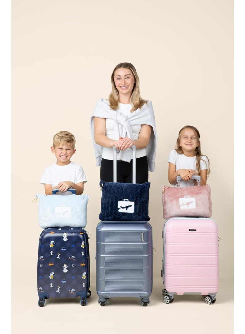 بطانية ووسادة سفر - بطانية طائرة ناعمة فاخرة 2 في 1 مع غطاء وسادة ناعم للحقيبة، وجيب لحقيبة اليد، ومشبك لحقيبة الظهر (أسود) - Image 3