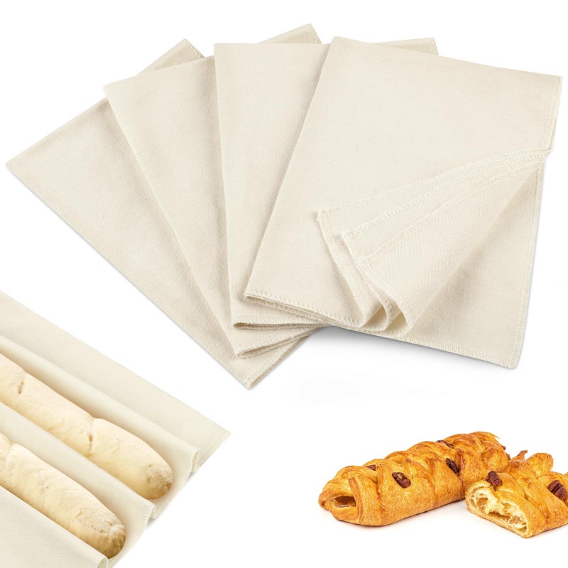 Ninsula 4PCS Tea Towels for Baking Sourdough, 14x18.8 Inch Reusable Thick Bread Towels for Proofing, Bread Cloth for Baguettes, Pastry, Loaves - Image 1