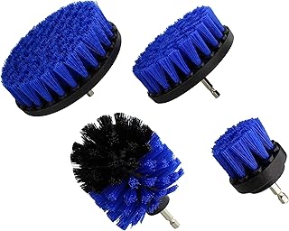 ABN Power Scrubber Cleaning Brush Set for 1/4in Drive Drill - 4 Piece Blue Med Bristle Shower Scrubber, Baseboard - Image 1