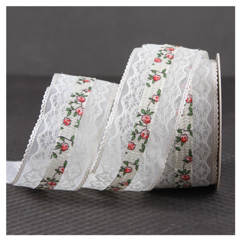 SuiGlory Vintage Lace Trim, Pink Embroidery Lace Ribbons for Crafts, Lace for Sewing Wedding/Bridal Decoration, 10 Yards (Style 2) - Image 1