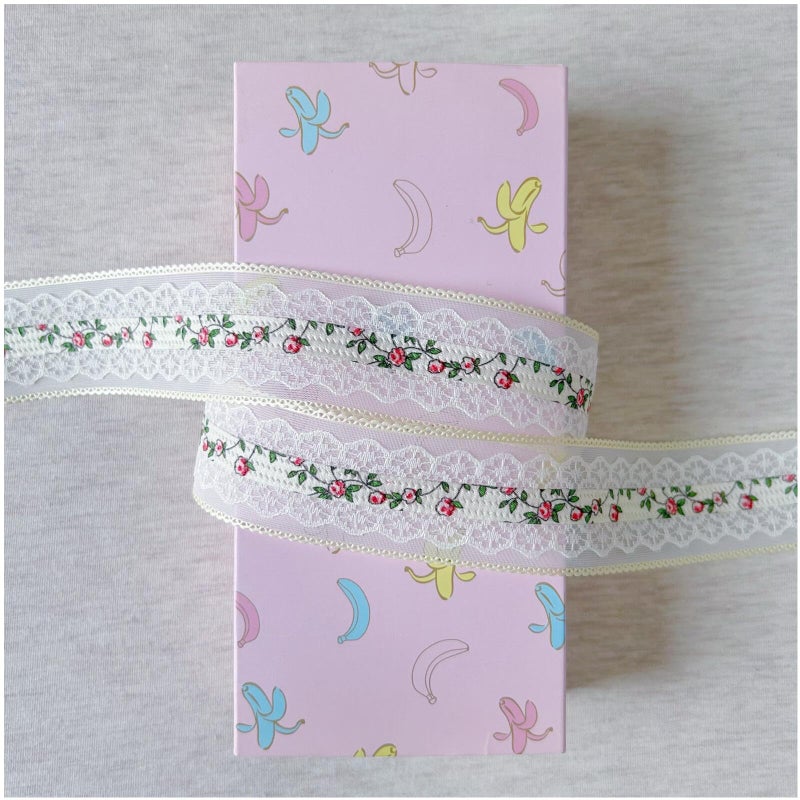 SuiGlory Vintage Lace Trim, Pink Embroidery Lace Ribbons for Crafts, Lace for Sewing Wedding/Bridal Decoration, 10 Yards (Style 2) - Image 3