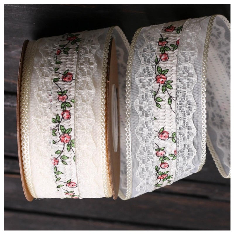 SuiGlory Vintage Lace Trim, Pink Embroidery Lace Ribbons for Crafts, Lace for Sewing Wedding/Bridal Decoration, 10 Yards (Style 2) - Image 4