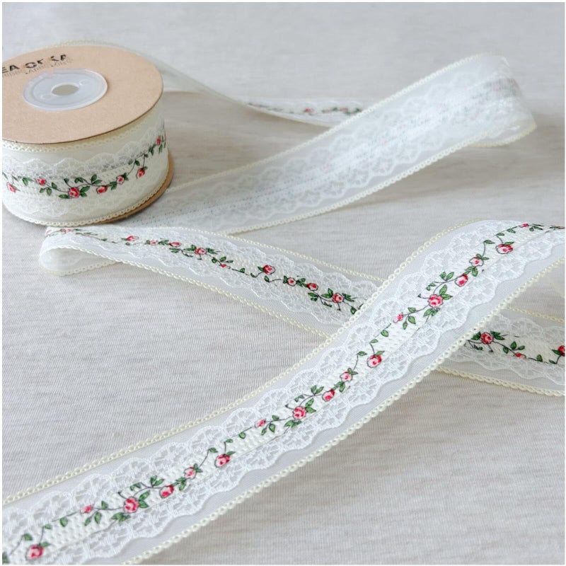 SuiGlory Vintage Lace Trim, Pink Embroidery Lace Ribbons for Crafts, Lace for Sewing Wedding/Bridal Decoration, 10 Yards (Style 2) - Image 2