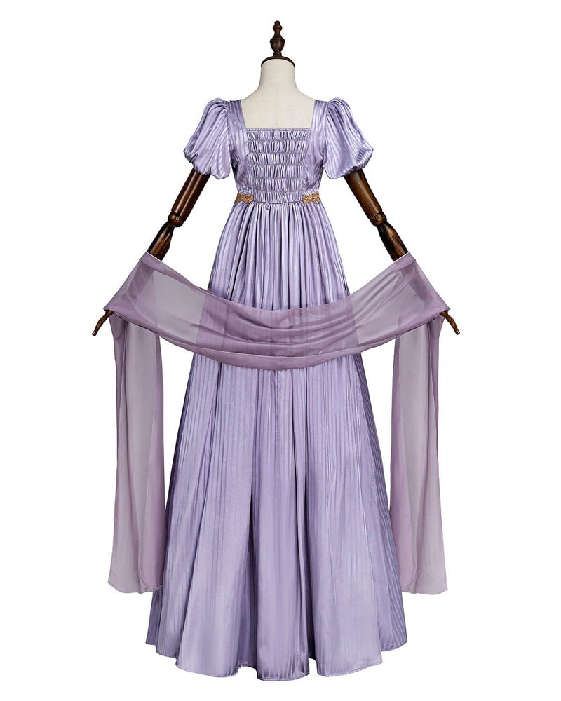 Nuoqi Regency Dresses for Women 1800s Victorian Dress Empire Waist Ball Gown with Gloves Purple, S - Image 3