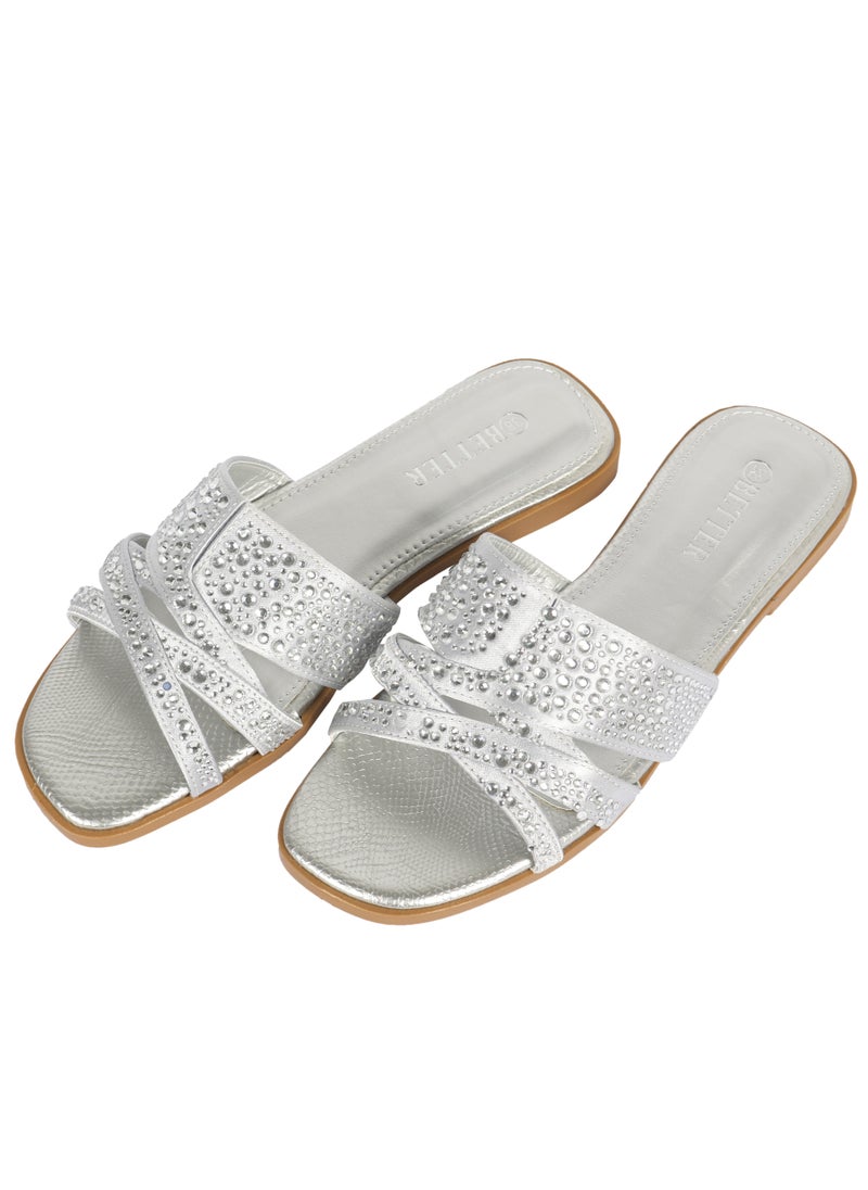 Better - Ladies Flat Sandal Silver - Image 1
