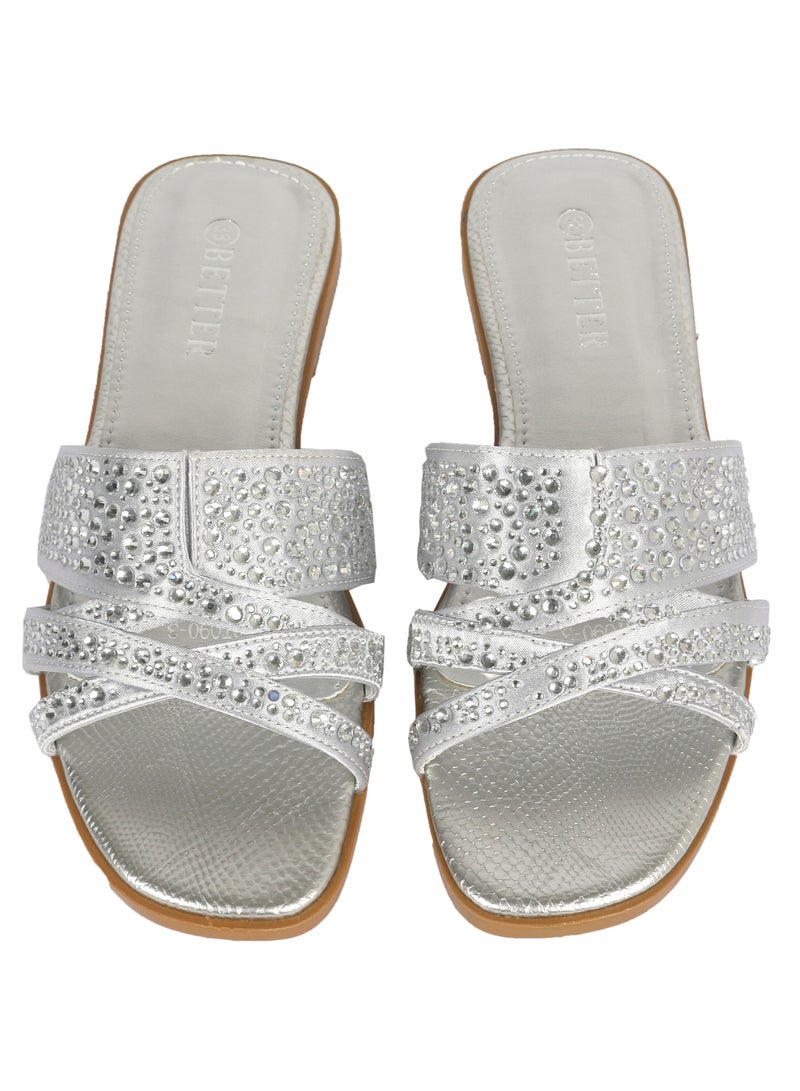 Better Ladies Flat Sandal Silver - Image 2