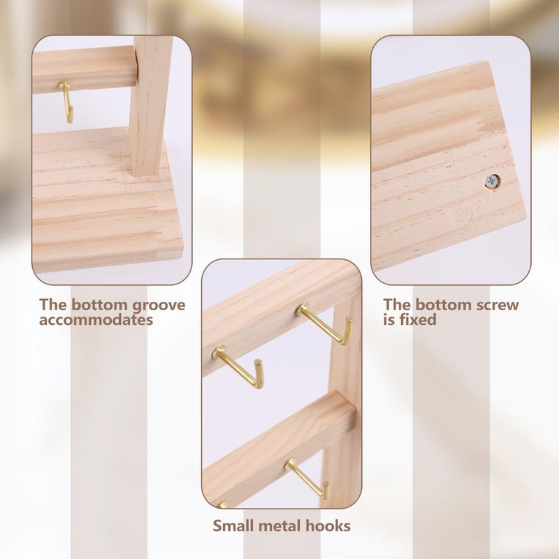 meiqidi 2 Pack Keychain Display Stand, Wooden Key Holder Display for Vendor Booth, Retail Store, Home Organization for Jewelry, Badges, Accessories (30 hooks) - Image 4