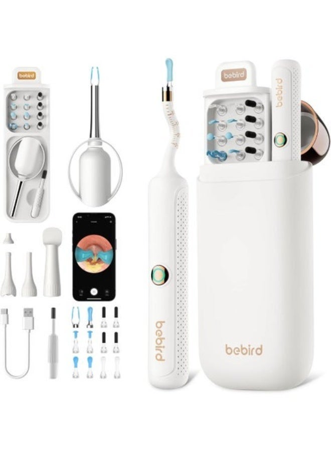 بيبيرد جهاز Bebird EarSight 3 Plus لتنظيف الأذن بصرياً، مزود بكاميرا عالية الدقة (HD) وإضاءة LED؛ طقم لاسلكي (عبر WiFi) لفحص الأذن وإزالة الشمع، يشتمل على أدوات متعددة الوظائف (ملاعق ومجسات وملقط) ومناسب لجميع أفراد الأسرة - اللون الأبيض. - Image 1