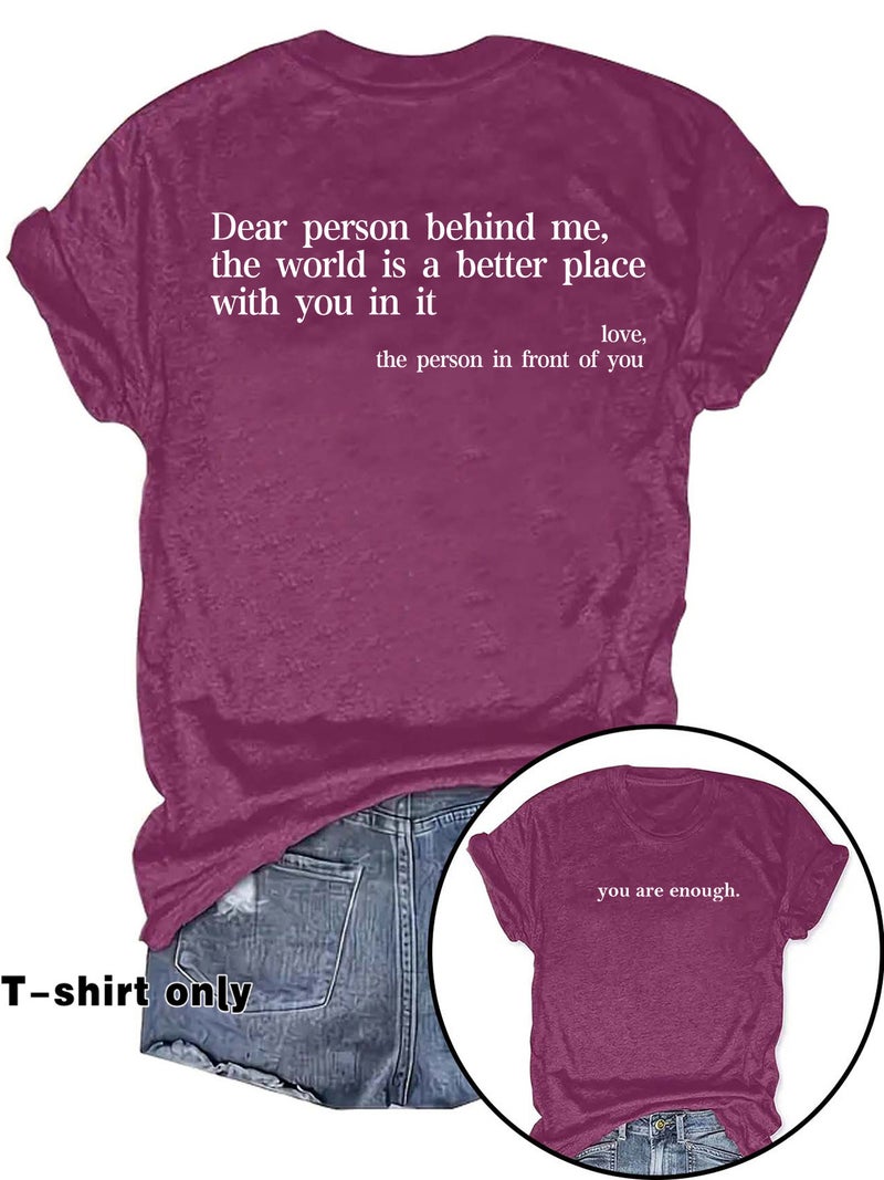 E-Commerce You Are Enough Printed T-Shirt Short Sleeve Loose Fashion T-Shirt - Image 1
