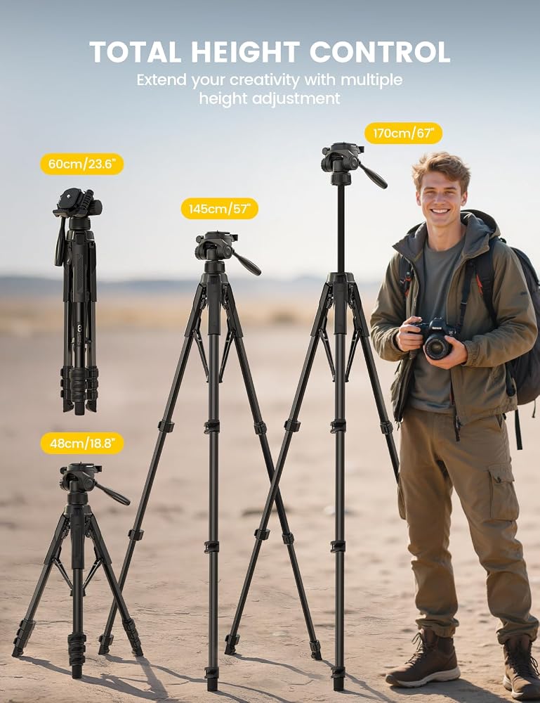 Lamicall 170cm Camera Tripod with Rapid Leg Deployment for Video Photo Vlog - Image 5
