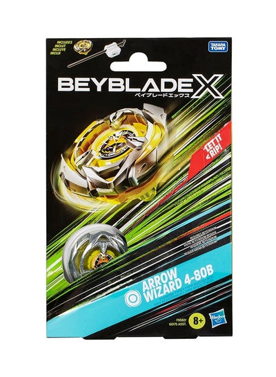 BeyBlade X Launcher Arrow Mysterious 4-80B Starter Pack Top & Launcher, Easy Grip, Battle Top Toy, Bey Toy for 8+ Year Old Boys Girls, Die-cast Metal Parts, Powerful Attacks